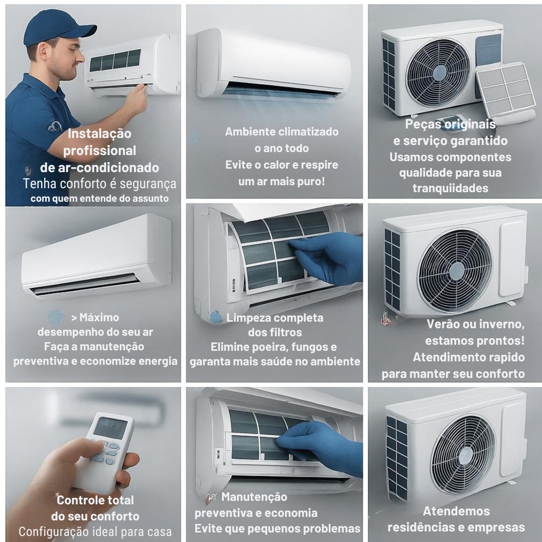 Azul Moderno Limpeza de Ar Condicionado Post para Instagram